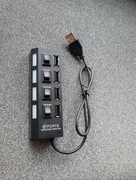 4-port Hub USB 2.0, ładowarka, adapter High Speed, włącznik, PC