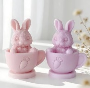 KRÓLIK W FILIŻANCE forma silikonowa 9.3*7*6 do Świec Mydła Gipsu Odlewów 