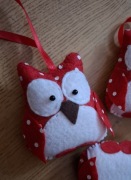 Czerwona sowa w grochy Dzień Dziadka Babci nauczyciela Dzień Kobiet Mamy