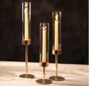 NUPTIO złote świeczniki szklane cylinder zestaw 3 szt