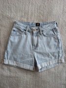Niebieskie bawełniane krótkie spodenki szorty jeansowe mom short Lee W24 34