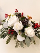 Świąteczny Stroik na Grób Kompozycja Nagrobna Gwiazda Betlejemska biała