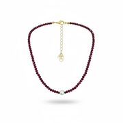 Naszyjnik Koraliki Fasetowane Biała Perła