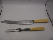 KOMPLET STARYCH SZTUĆCÓW DO KROJENIA MIĘSA ANGLIA PRZEDWOJENNE