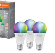 LEDVANCE 3 szt. żarówka RGBW LED Smart+ 9W Bluetooth E27 matowa 806lm