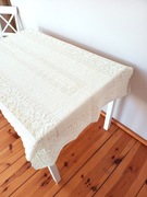 90x175 kremowy biały koronkowy obrus beżowy w koronkę na stół we wzory