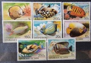 !!! ZAIR 1980 / RYBY TROPIKALNE / 8szt... KOMPLETNA_SERIA...CZYSTE**!!!