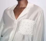 Koszula ZARA z haftem na kieszeni ZW Collection, Lyocell, S/M