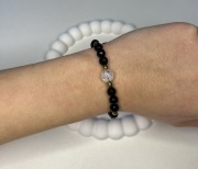 Bransoletka regulowana onyks i kryształ lodowy 