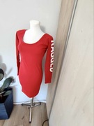 Sukienka Kesi czerwona z nadrukiem i wycięciem na plecach, bawełna, M,L,XL