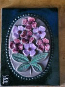 Płytka ceramiczna, różowo-fioletowe kwiaty, Vintage JIE Gantofta