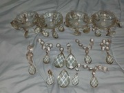 Zestaw starych szklanych miseczek do zyradola plus szklane sopelki