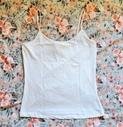 Biała bawełniana podkoszulka na cienkich ramiączkach H&M