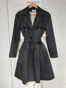 lekki czarny płaszcz trencz h&m rozm.38