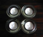 4 x  szklany swiecznik + gratis biała ozdobna świeca