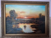 Obraz olejny sygnowany reprodukcja.