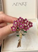 Piękna broszka damska elegancka vintage zdobiona broszka z cyrkonami 