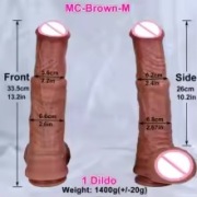 DUŻE SILIKONOWE DILDO PENIS KONIA Z JĄDRAMI, SILIKON DWUWARSTWOWY