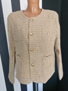 Marynarka damska , beżowa bukla, guziki złote , na podszewce