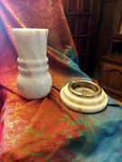 Zestaw wazon i popielniczka z toczonego kamienia + podgrzewacz gratis