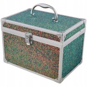 Walizka Kuferek brokatowy z lusterkiem na kosmetyki Rainbow