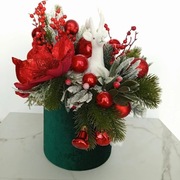 Dekoracja-Boże narodzenie nowoczesny box czerwono zielony z jeleniem