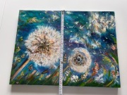 Obraz olejny na płótnie – Mlecze / dmuchawce – nowoczesne malarstwo