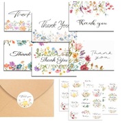 Zestaw kartek „Thank You” + koperty + naklejki | Kwiatowe | Eleganckie