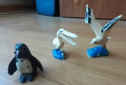 Figurki ptaków, pingwin, mewa, pelikan_ plastikowe, małe  zabawki PRL