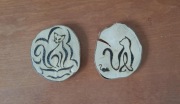 Podkładki / podstawki drewniane pod kubek (2 sztuki) | kotki / koty