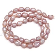 Perły naturalne słodkowodne, koraliki, ryż 7-9 mm, 17 cm.