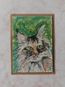 Kartka ręcznie malowana z kotem