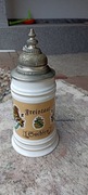 Niemiecki porcelanowy kufel do piwa z cyną 