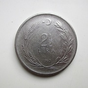 2 1/2 Liry 1963 r.  Turcja