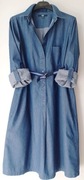 Uniqlo letnia prosta jeansowa sukienka szmizjerka 36 38 S M blue bawełna