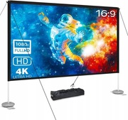 Duży przenośny ekran projekcyjny PixThink ze stelażem składany 120" 16:9