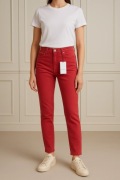 Spodnie Damskie SANDRO Czerwone Malinowe Casual 36 Eleganckie S