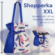 Torba shopperka XXL chabrowa piórka