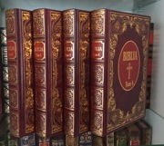 Biblia to jest Księgi Starego i Nowego Testamentu Tom 1-4 komplet Ex libris