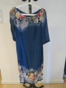 Sukienka Teresa Kopias rozmiar 38 granatowa kwiaty