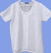 Bluzka biała LUNGO L'ARNA. 100% len. Roz. 40/L, 42/XL