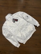 Nowa Kurtka Bomber Y2K Biała Satynowa Ocieplana Futerkiem Vintage Robocza