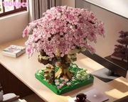Klocki puzzle 3D do układania, kwiat wiśni domek na drzewie