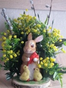 Stroik świąteczny wielkanocny z zajączkiem. Dekoracja świąteczna. Ozdoby. 