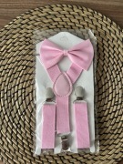 rózowe szelki i muszka dla chłopca regulowana