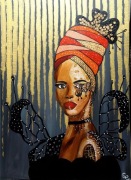 Czarny motyl  70x100 cm farby akrylowe