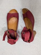 Wiśniowe skórzane eleganckie buty sandały na obcasie Airstep 40 skóra