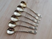 ZŁOCONE ŁYŻECZKI DO KAWY FILIŻANKI SREBRO PRÓBA 875 ROSJA