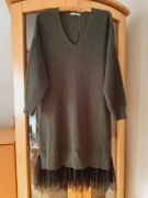 Blue Shadow Nowa Sukienka Swetrowa khaki długi sweter tunika czarny tiul L
