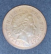 Wielka Brytania. One penny. 2007.Elżbieta II.